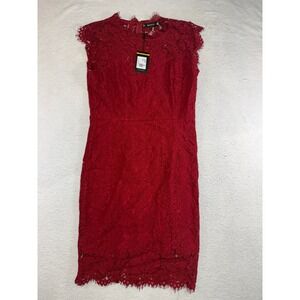 Miusol Red Floral Lace Sheath Dress Cap Sleeve Cocktail Party 8140R L